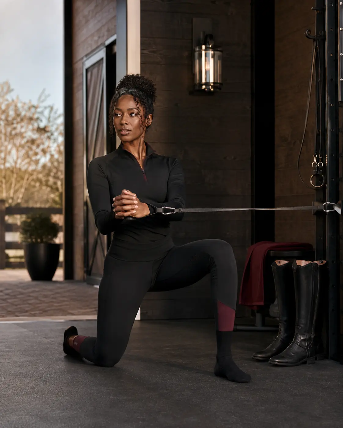 Rider training core control and stability beside the stable